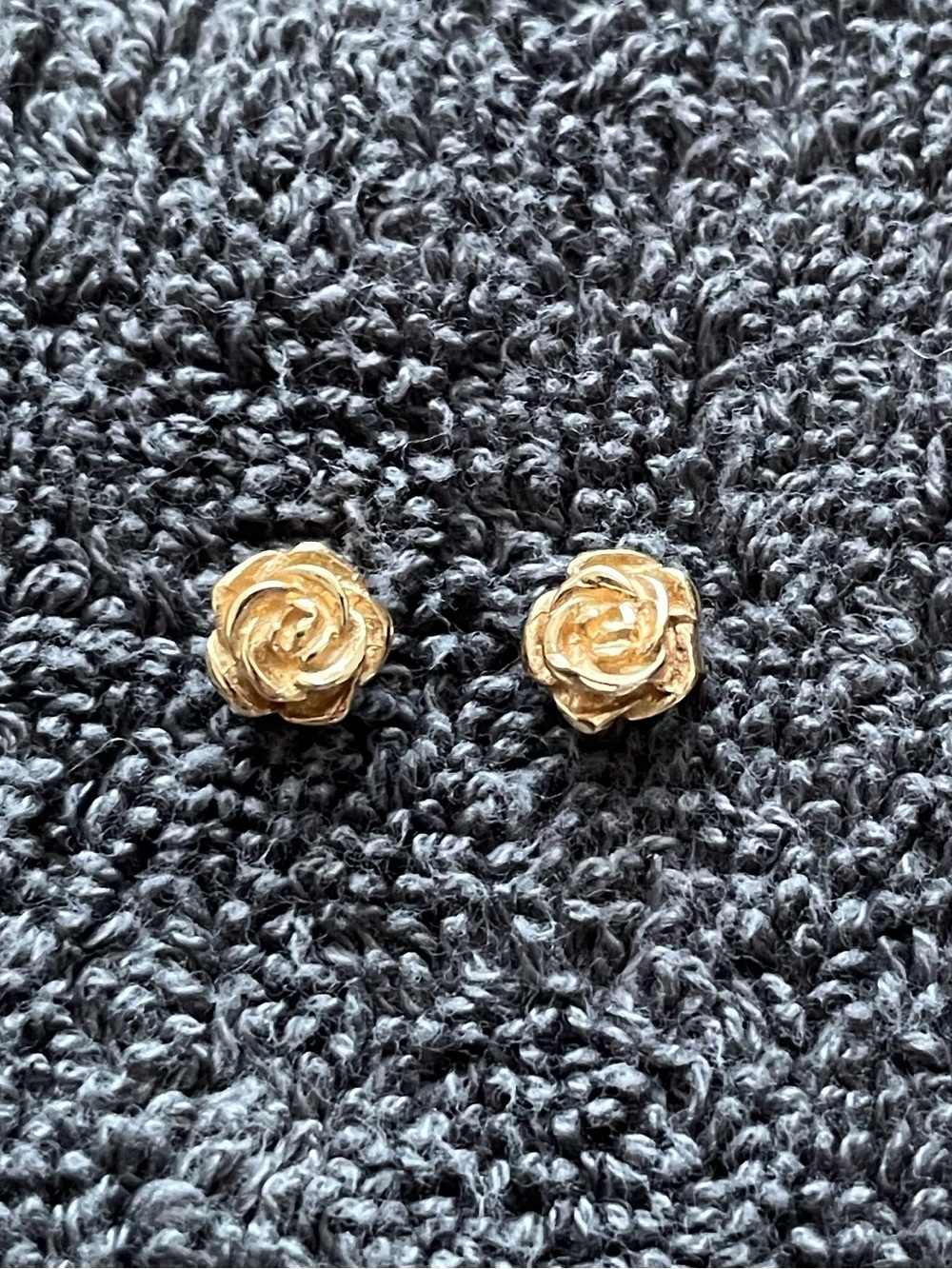 14k Solid Gold Rose Stud Earrings